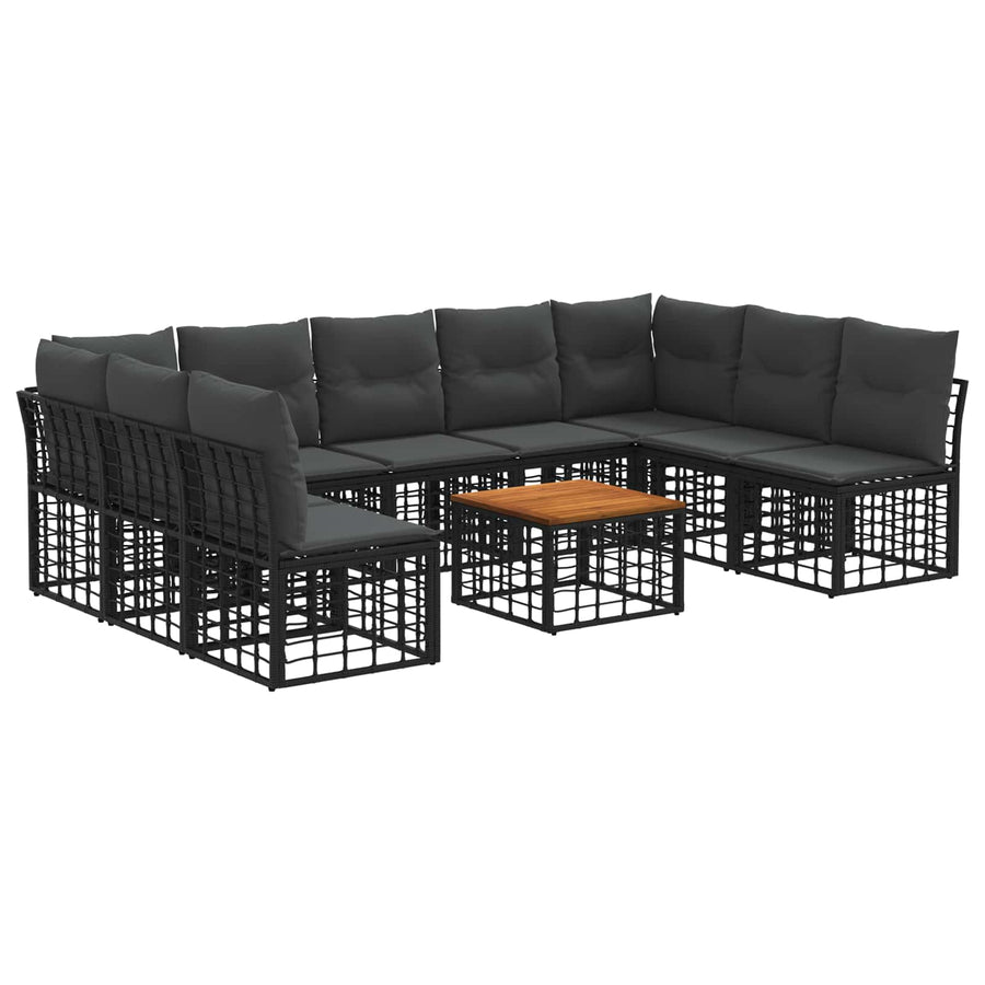 Buiten bankenset 10 pcs Zwart en Donkergrijs Polyester