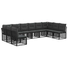 Outdoor sofa set with cushions 10 pcs Black Polyester