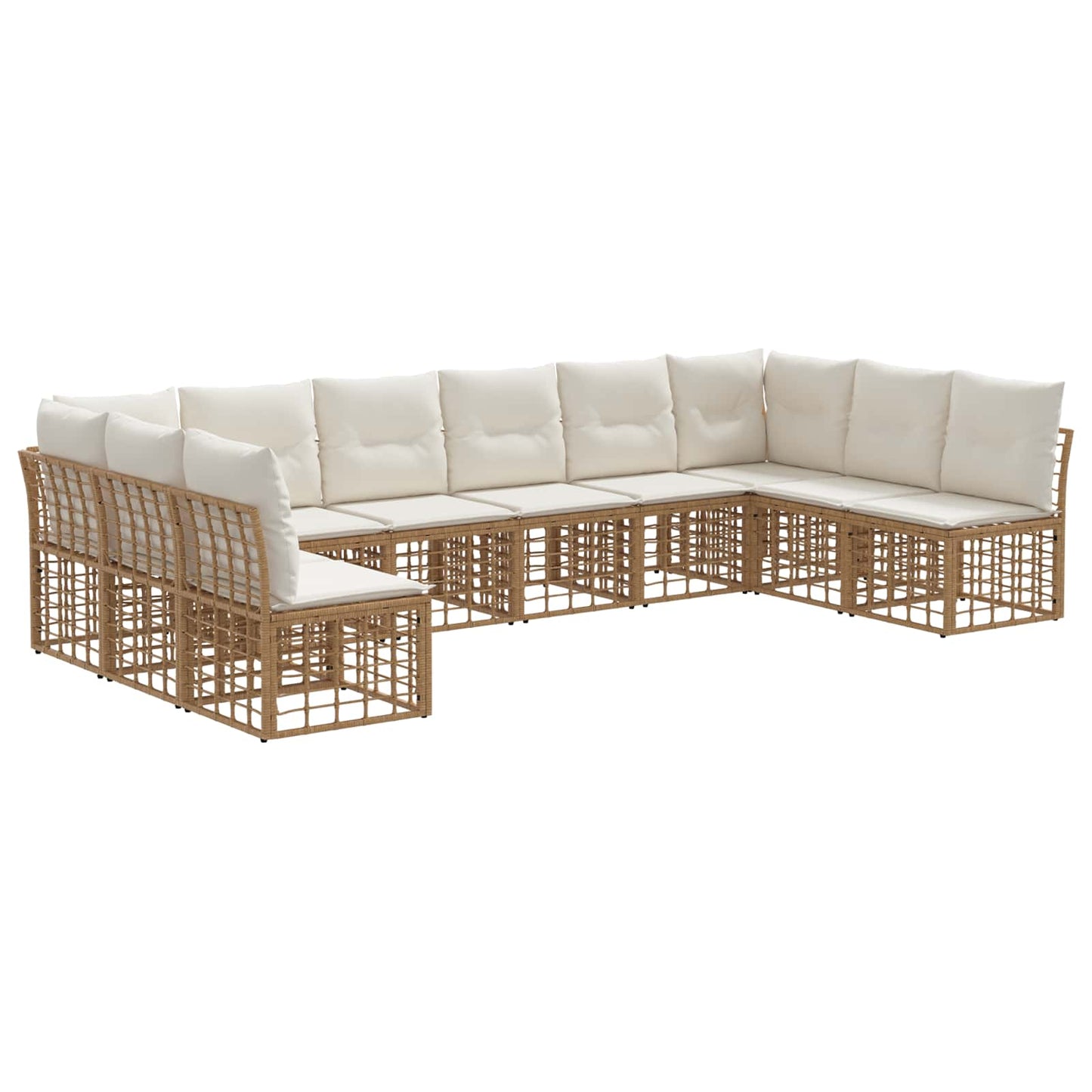 Buiten bankenset met kussen 10 pcs Naturel Polyester