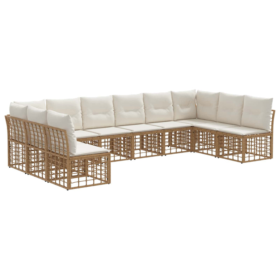 Buiten bankenset met kussen 10 pcs Naturel Polyester