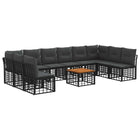 Tuinset 11-delig poly rattan zwart donkergrijs