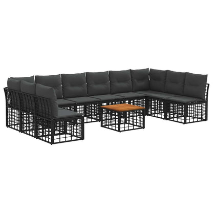 Buiten bankenset 11 pcs Zwart en Donkergrijs Polyester