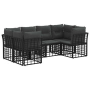 Modulaire bankenset 6 personen poly rattan zwart