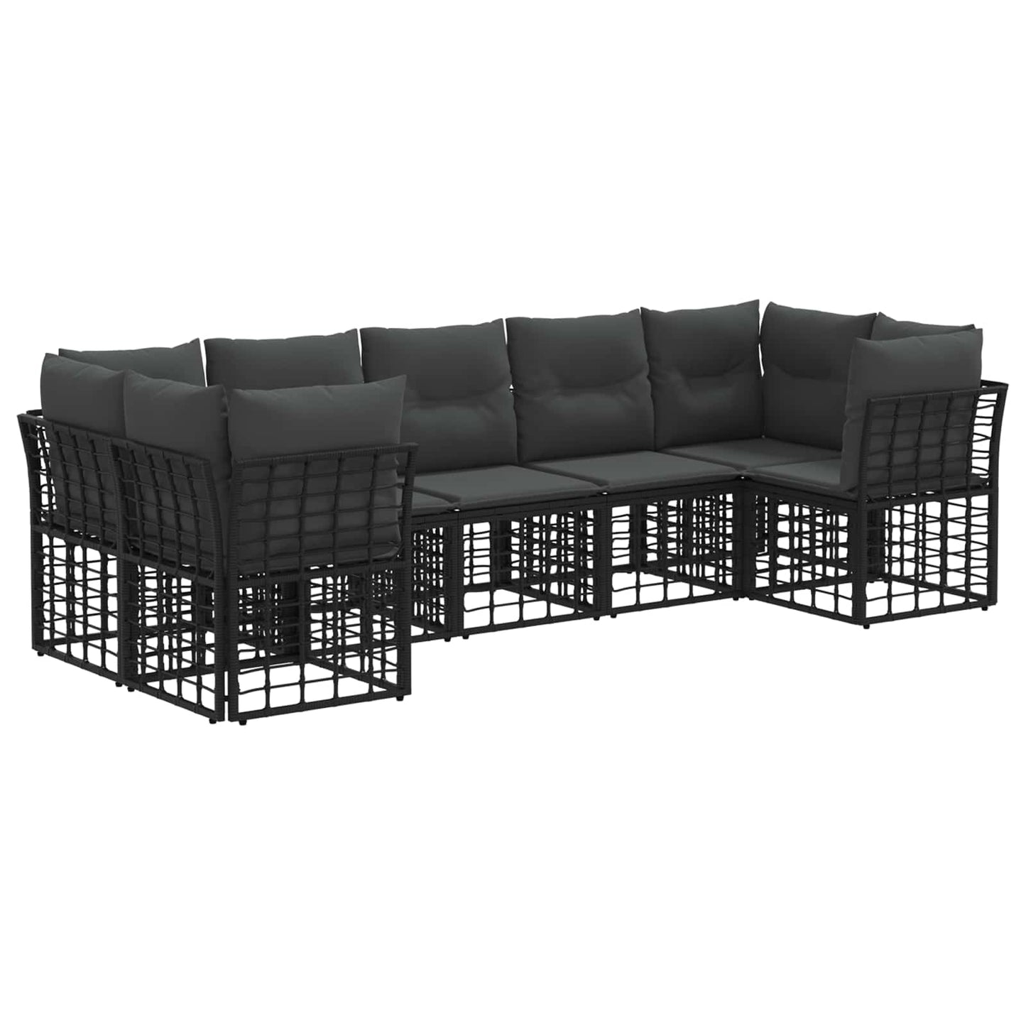 Buiten bankenset 7 pcs Zwart en Donkergrijs Polyester