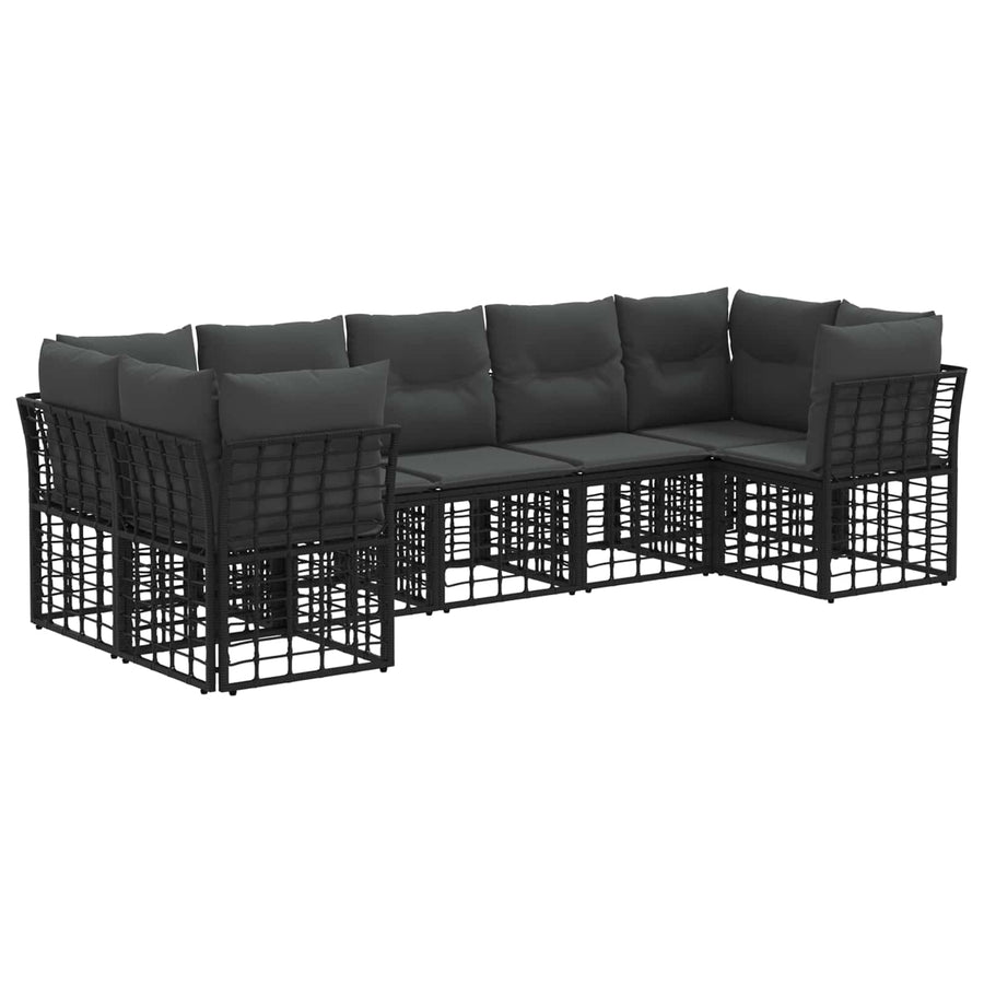 Buiten bankenset 7 pcs Zwart en Donkergrijs Polyester