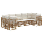 Outdoor Sofa Set 7 pcs Natural and Cream White Polyester