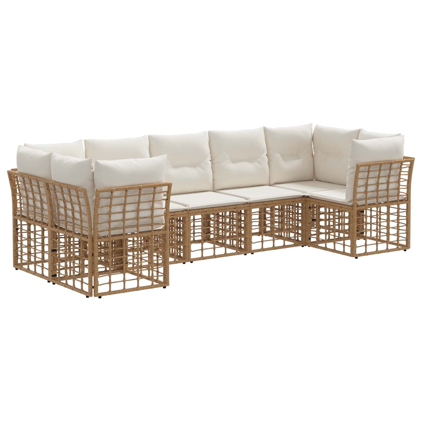 Buiten bankenset 7 pcs Natuurlijk en Crème Wit Polyester