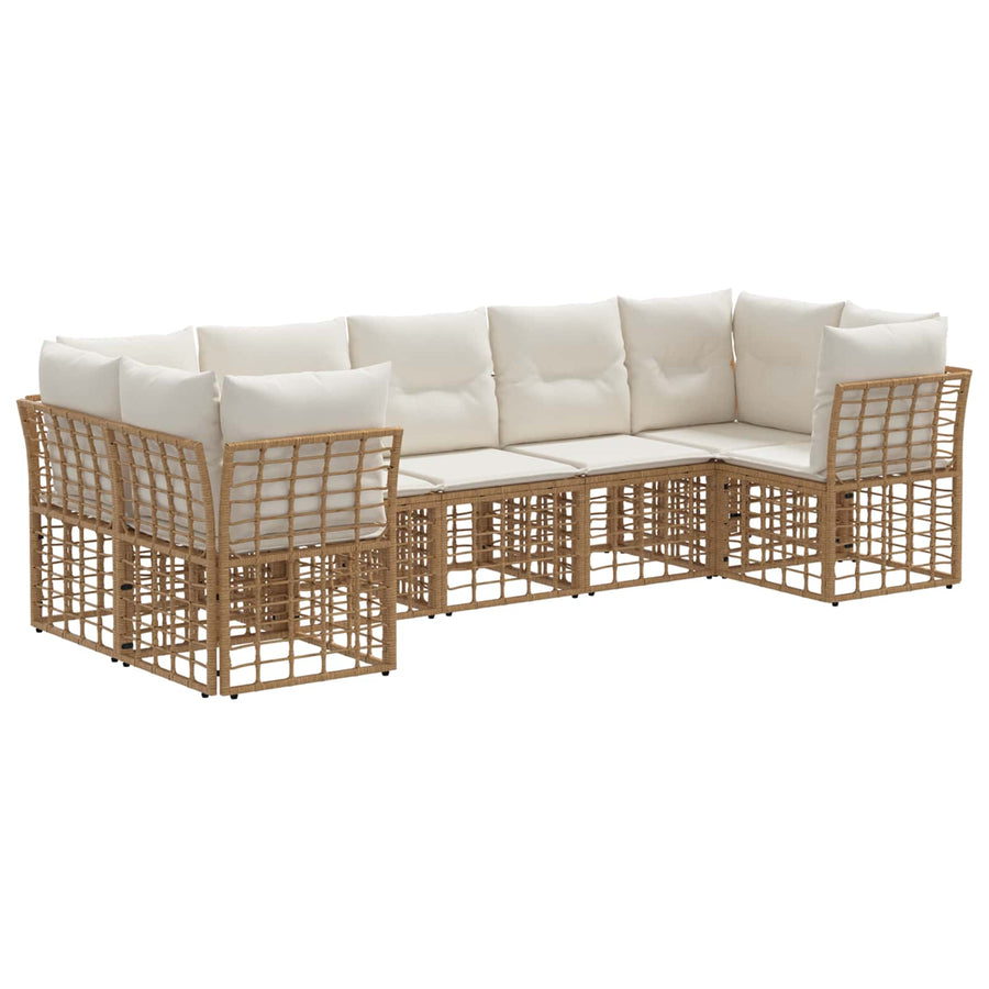 Buiten bankenset 7 pcs Natuurlijk en Crème Wit Polyester