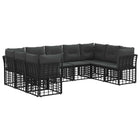 Outdoor lounge set 9 pcs Black and Dark Grey Polyester