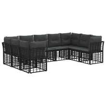 Buiten bankenset 9 pcs Zwart en Donkergrijs Polyester