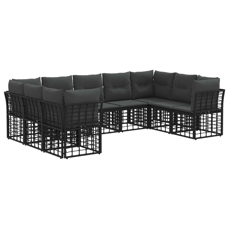 Buiten bankenset 9 pcs Zwart en Donkergrijs Polyester