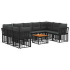Tuinbankenset 10-delig zwart donkergrijs poly rattan