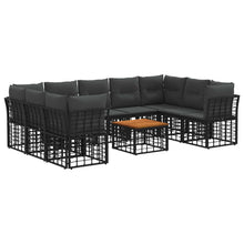 Buiten bankenset 10 pcs Zwart en Donkergrijs Polyester