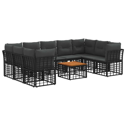 Buiten bankenset 10 pcs Zwart en Donkergrijs Polyester