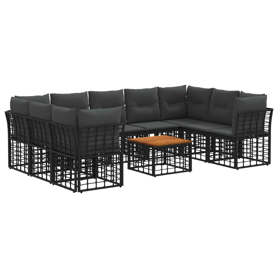Buiten bankenset 10 pcs Zwart en Donkergrijs Polyester
