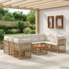 Tuinbankenset 10-delig poly rattan acaciahout