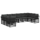 Outdoor Lounge Set 10 pcs Black and Dark Grey Polyester