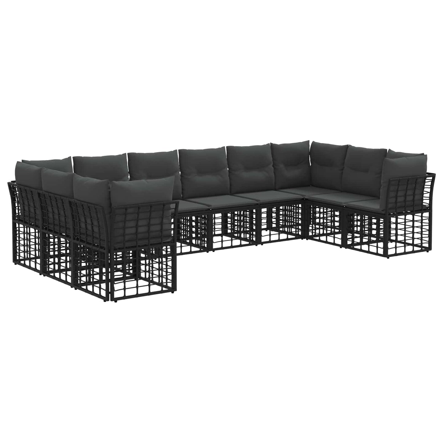 Buiten bankenset 10 pcs Zwart en Donkergrijs Polyester