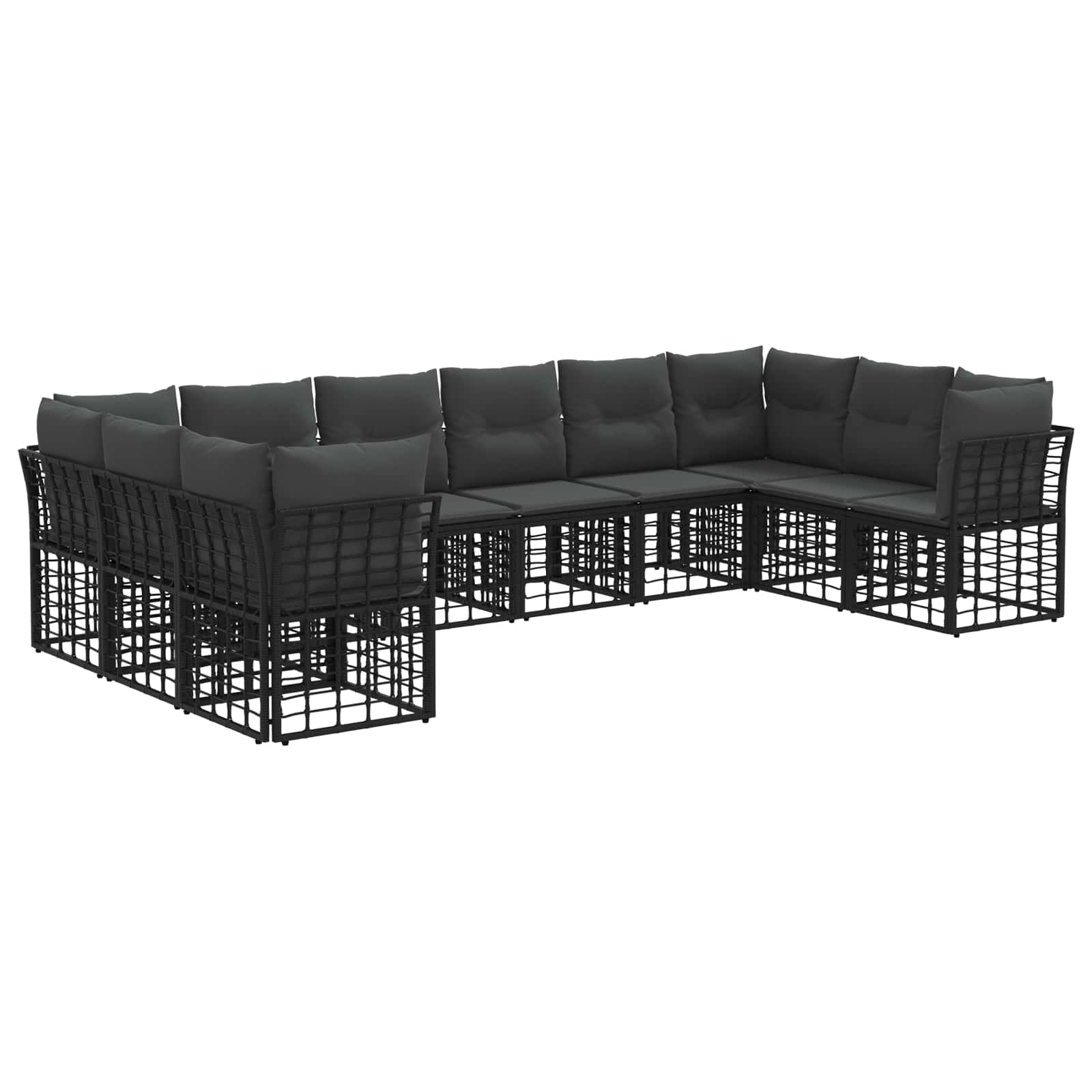 Buiten bankenset 10 pcs Zwart en Donkergrijs Polyester