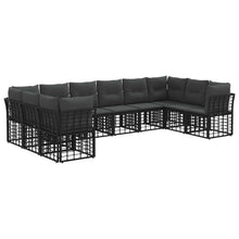 Buiten bankenset 10 pcs Zwart en Donkergrijs Polyester