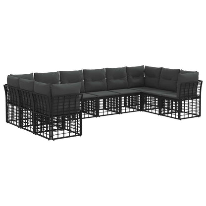 Buiten bankenset 10 pcs Zwart en Donkergrijs Polyester