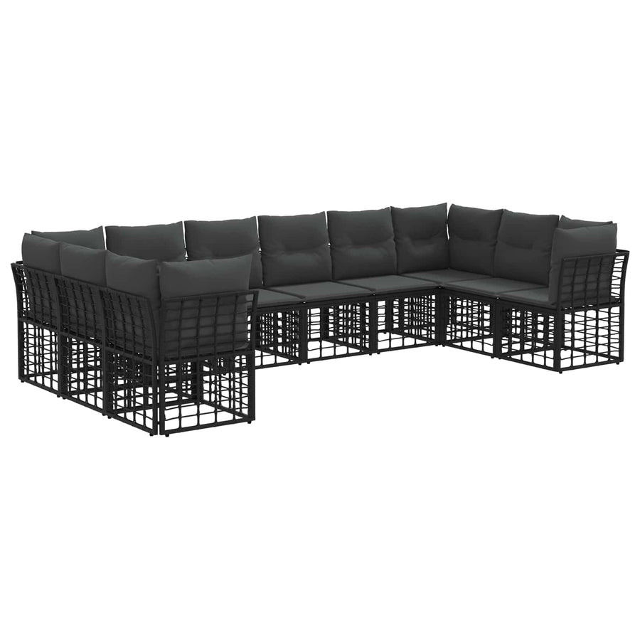 Buiten bankenset 10 pcs Zwart en Donkergrijs Polyester