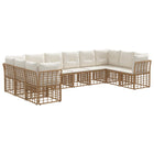 Tuinbankenset 10-delig poly rattan crème wit