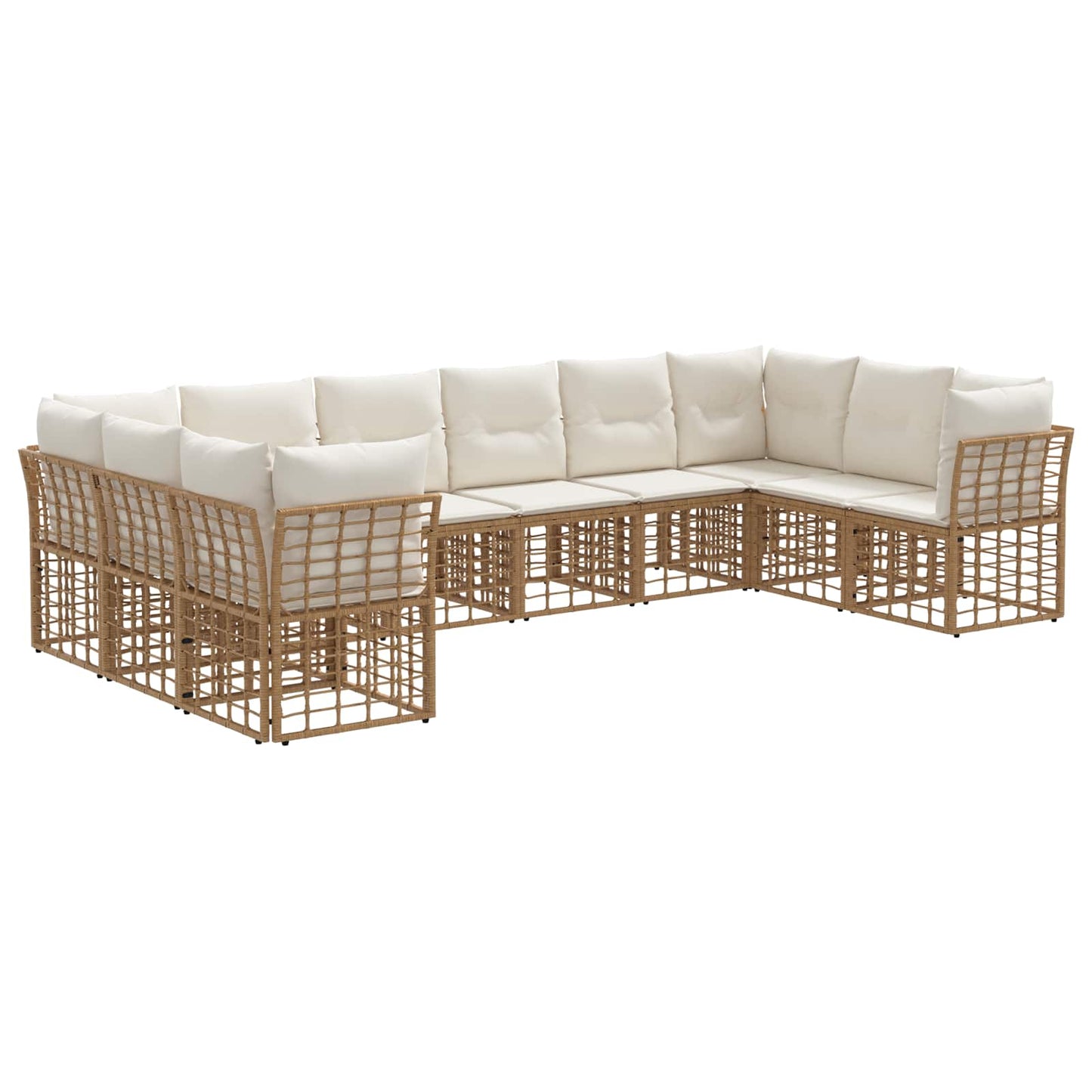 Buiten bankenset 10 pcs Natuurlijk en Crème Wit Polyester