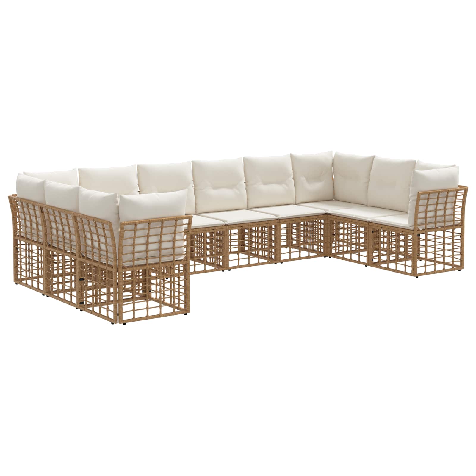 Buiten bankenset 10 pcs Natuurlijk en Crème Wit Polyester