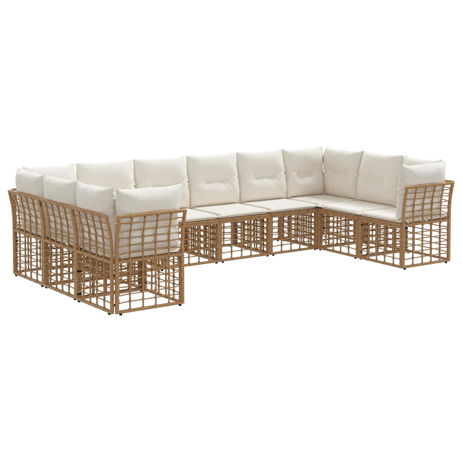 Buiten bankenset 10 pcs Natuurlijk en Crème Wit Polyester