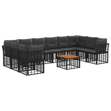 Buiten bankenset 11 pcs Zwart en Donkergrijs Polyester