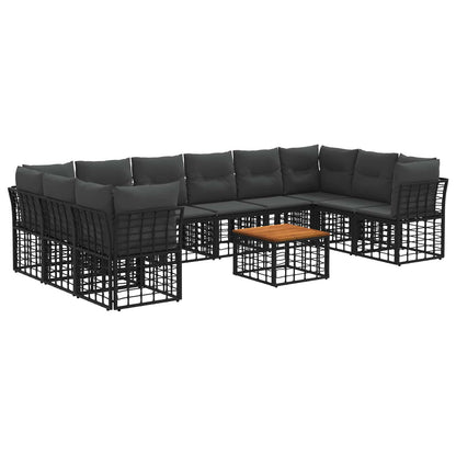 Buiten bankenset 11 pcs Zwart en Donkergrijs Polyester