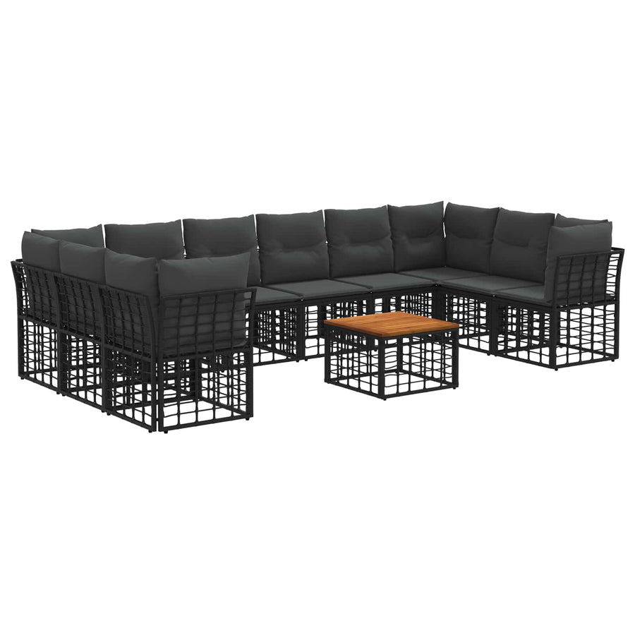 Buiten bankenset 11 pcs Zwart en Donkergrijs Polyester