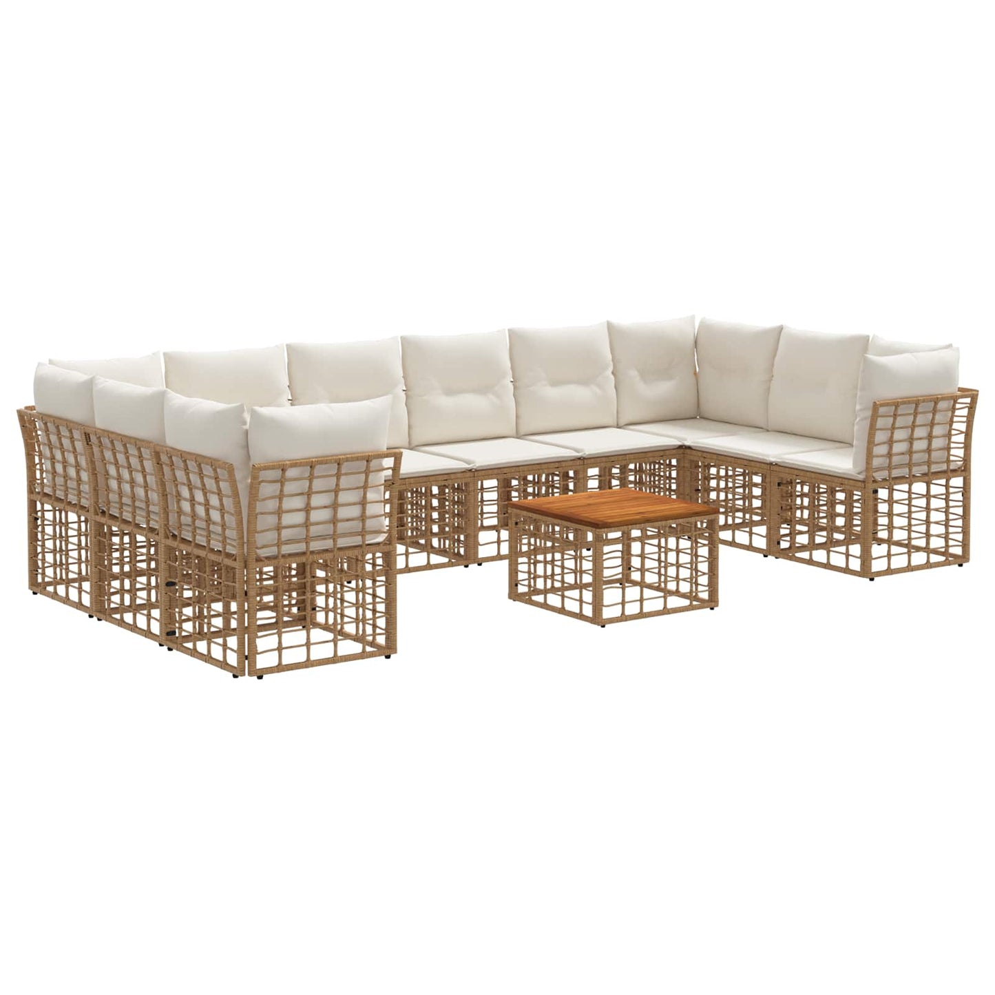 Buiten bankenset 11 pcs Natuurlijk en Crème Wit Polyester