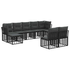 Outdoor lounge set 9 pcs Black and Dark Grey Polyester