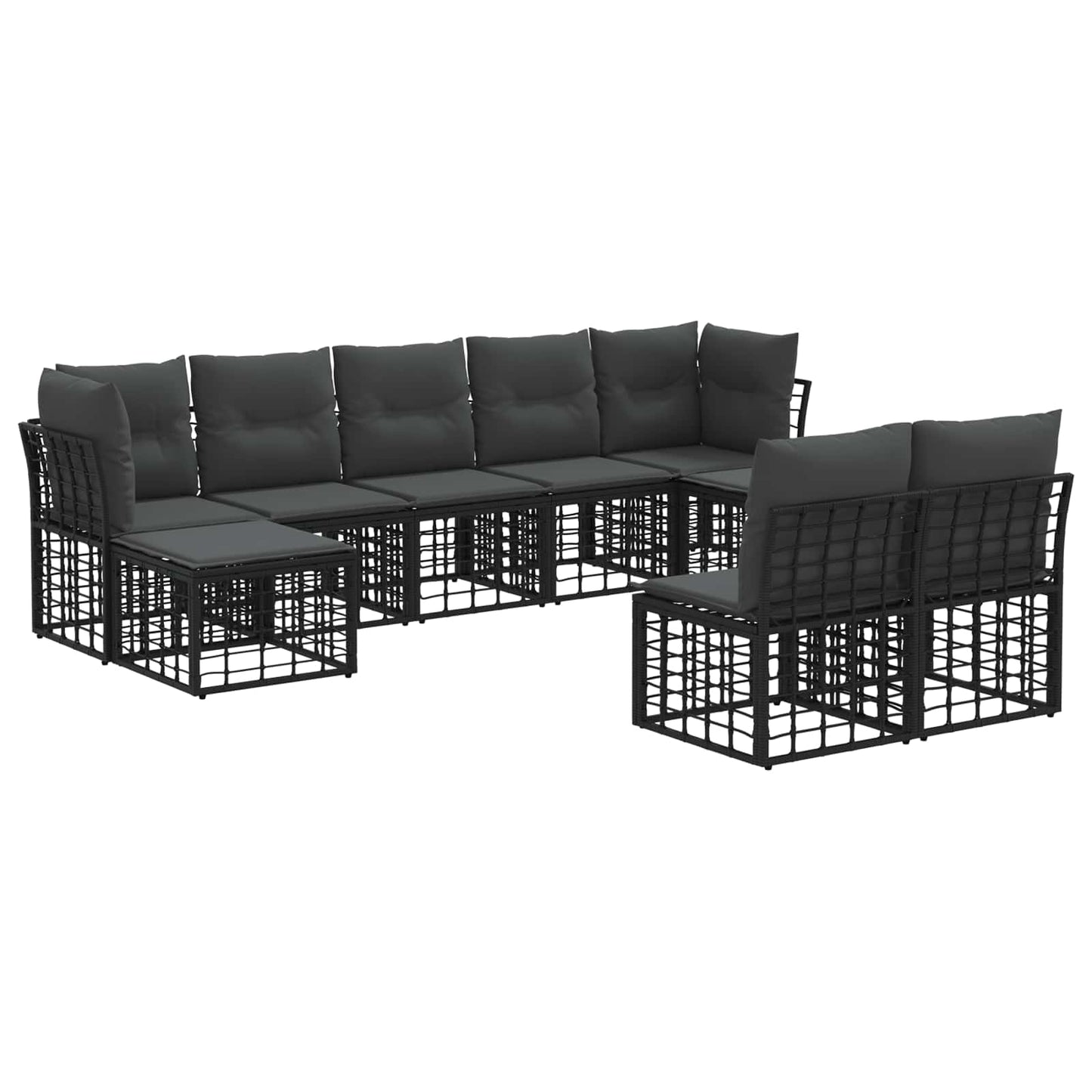 Buiten bankenset 9 pcs Zwart en Donkergrijs Polyester