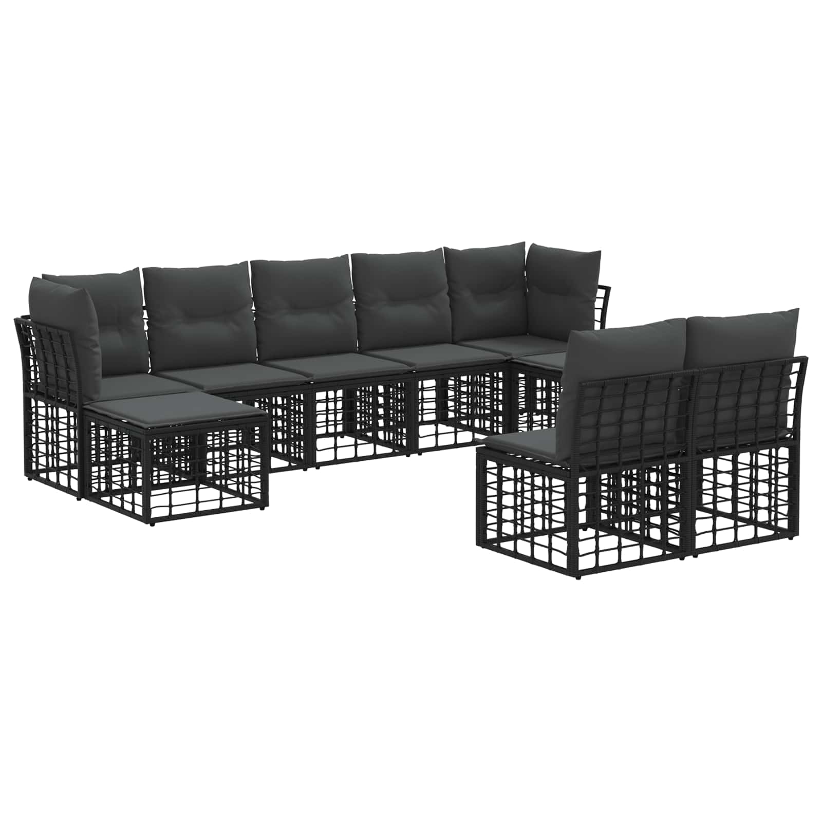 Buiten bankenset 9 pcs Zwart en Donkergrijs Polyester