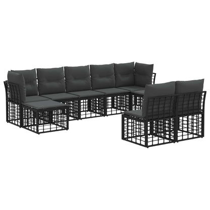 Buiten bankenset 9 pcs Zwart en Donkergrijs Polyester