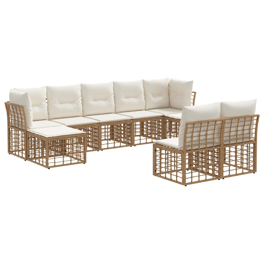 Buiten bankenset 9 pcs Natuurlijk en Crème Wit Polyester
