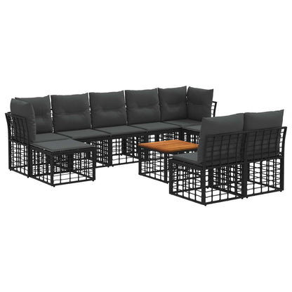 Buiten bankenset 10 pcs Zwart en Donkergrijs Polyester