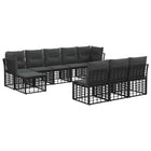 Tuinbankenset 4 personen poly rattan zwart donkergrijs