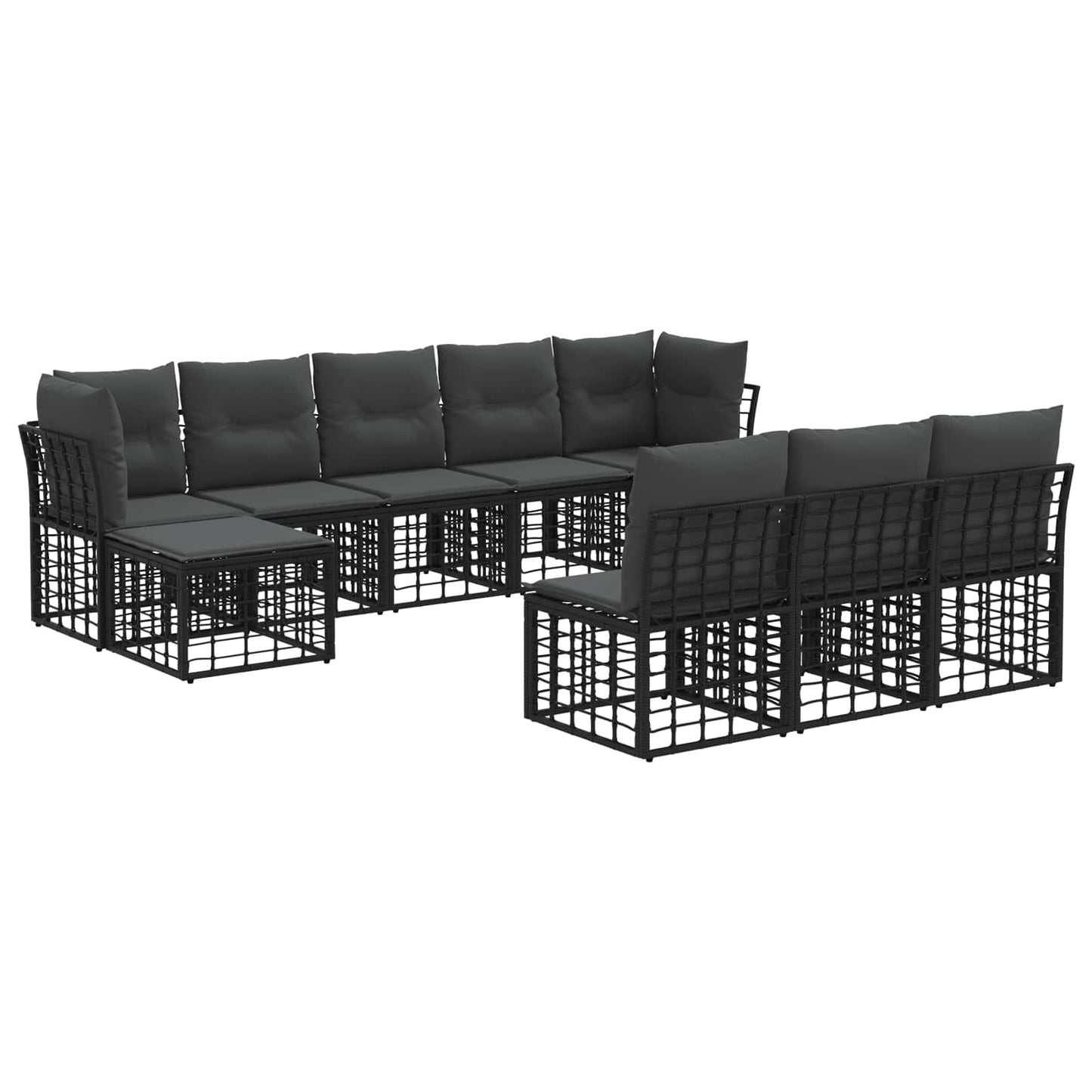 Buiten bankenset 4 pcs Zwart en Donkergrijs Polyester
