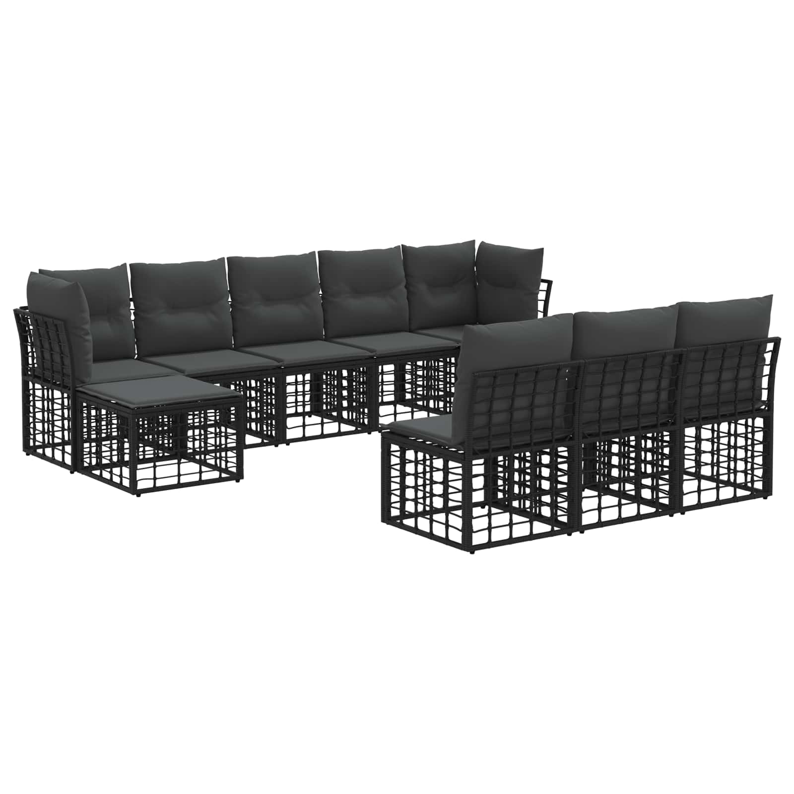 Buiten bankenset 4 pcs Zwart en Donkergrijs Polyester
