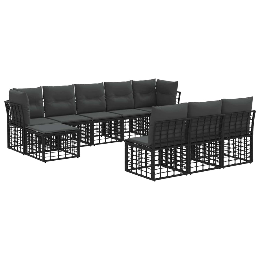 Buiten bankenset 4 pcs Zwart en Donkergrijs Polyester