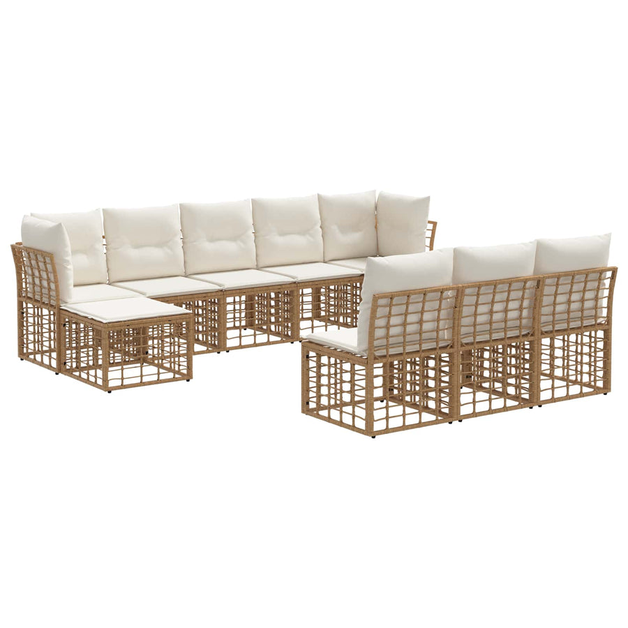 Buiten bankenset 4 pcs Natuurlijk en Crème Wit Polyester