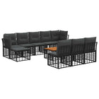 Tuinbankenset 11-delig zwart donkergrijs poly rattan acacia