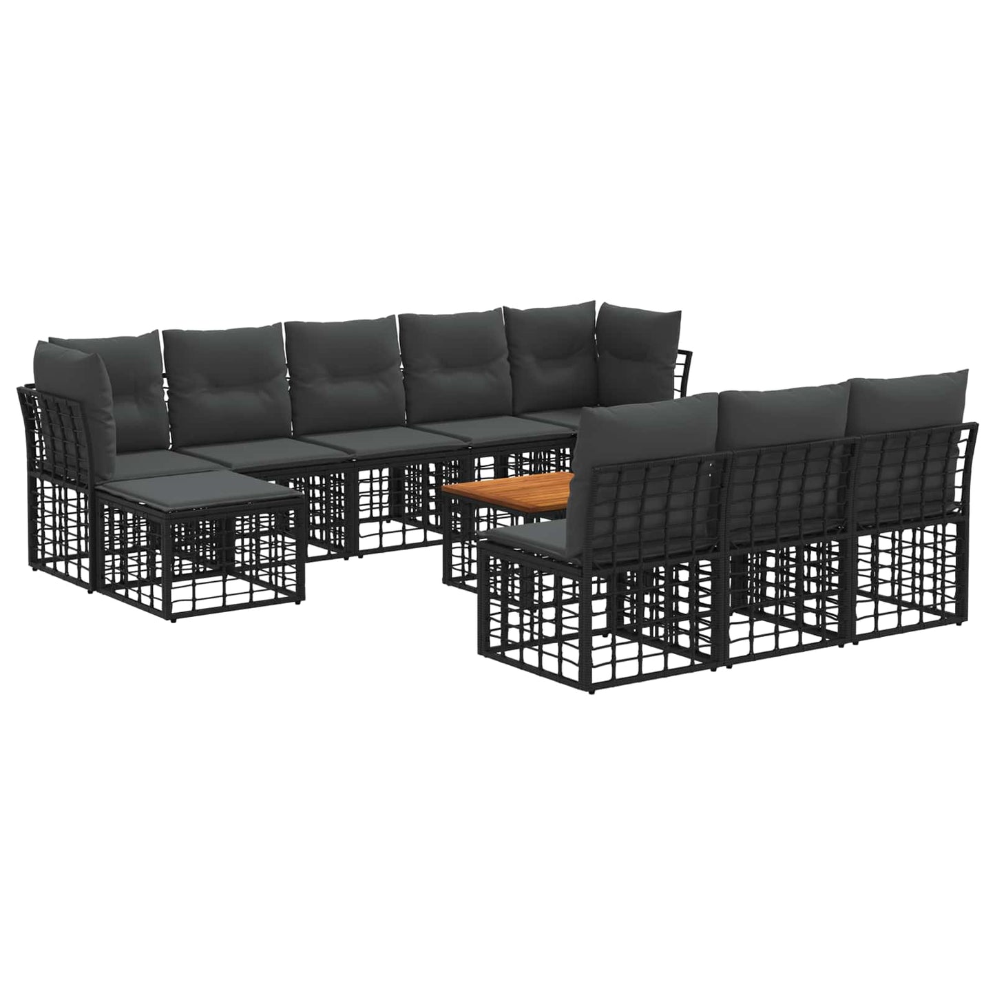 Buiten bankenset 11 pcs Zwart en Donkergrijs Polyester