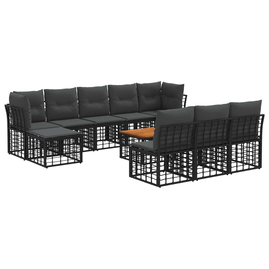 Buiten bankenset 11 pcs Zwart en Donkergrijs Polyester