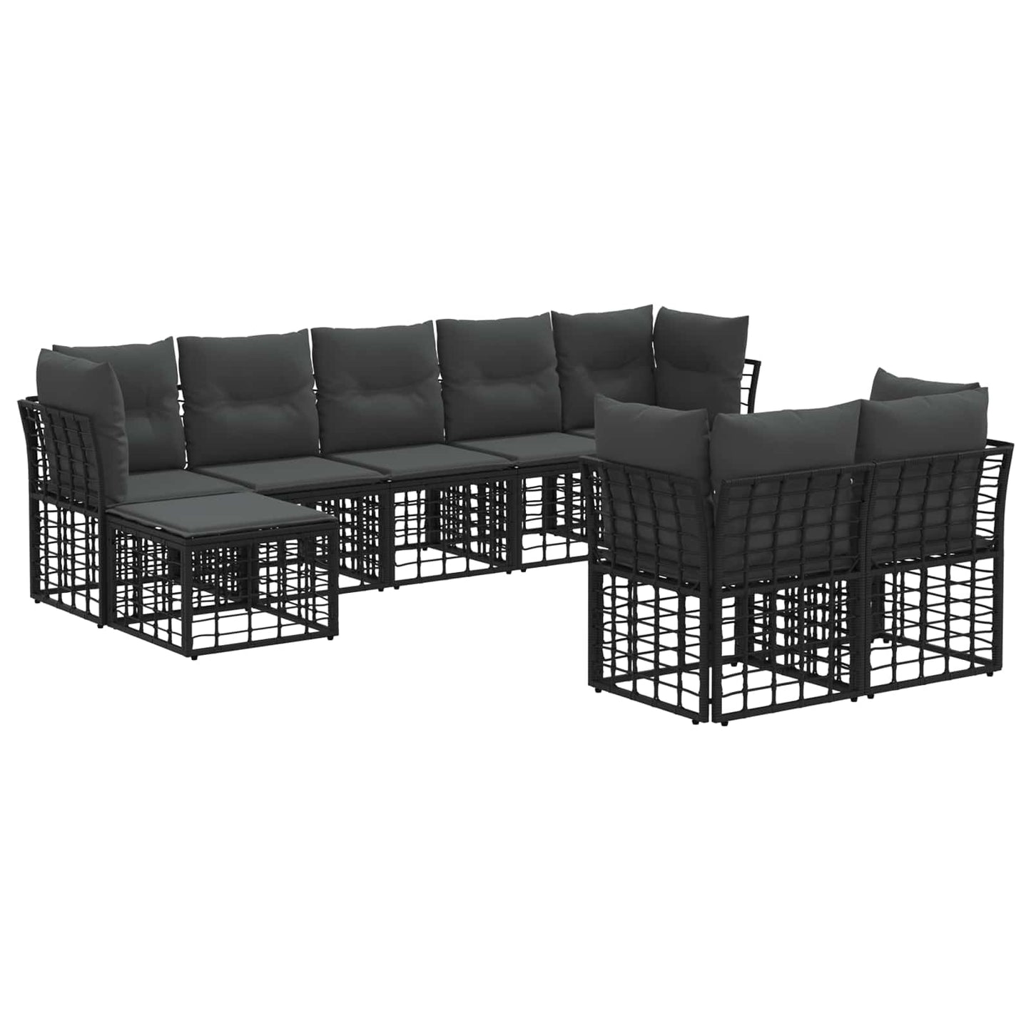 Buiten bankenset 6 pcs Zwart en Donkergrijs Polyester