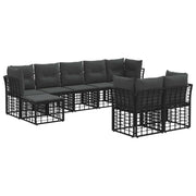 Tuinbankenset 6 personen zwart donkergrijs polyester